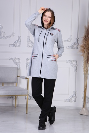 Женский костюм-туника большого размера с вышивкой на молнии IMPULSE на плечах