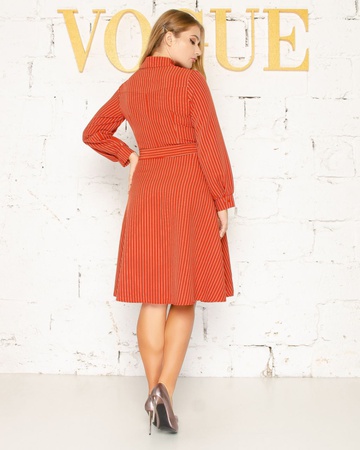 Dress with a pocket in a strip and a check model 2032