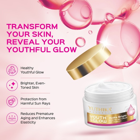 Yuthika Youth & Glow Day Cream SPF30/PA+++ for Women, Oil-Free, Reduces Dark Spots & Wrinkles (50g)