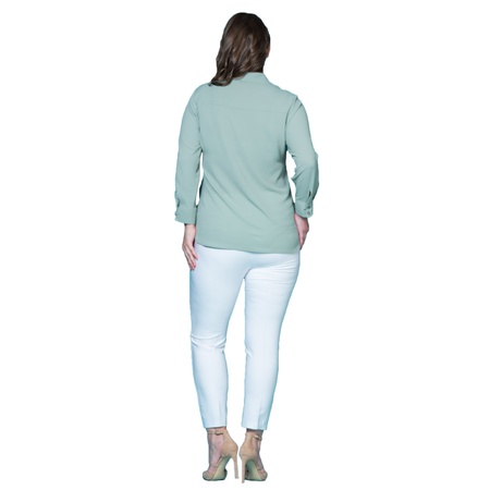 Büyük Beden Kravat Yaka Krep Gömlek