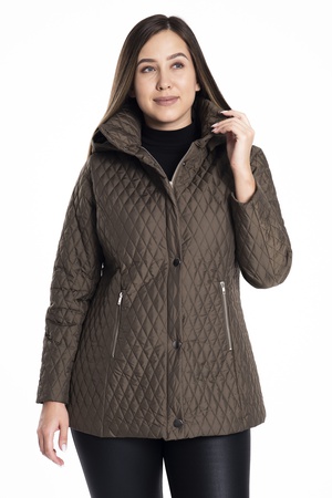 Стеганое пальто большого размера с капюшоном