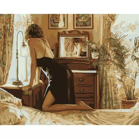 DIY seksi bayan tuval üzerine sayılara göre çerçevesiz oturma odası dekorasyonu boyar