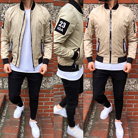 iga fashion erkek yağmurluk mevsimlik pilot mont (fermuar baskılı)