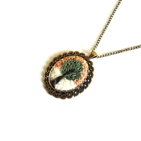 قلادة هدية مع حجر الفسيفساء الطبيعي صناعة يدوية