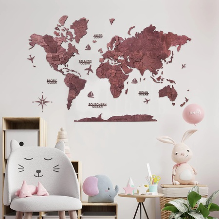 3D ahşap dünya haritası, SİYAH KİRAZ