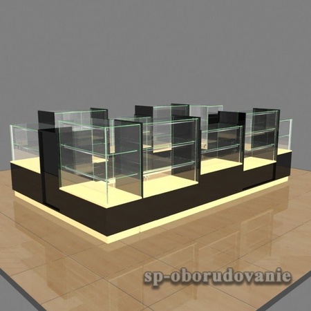 Island pavilion made of chipboard and glass 1300х4000х2500