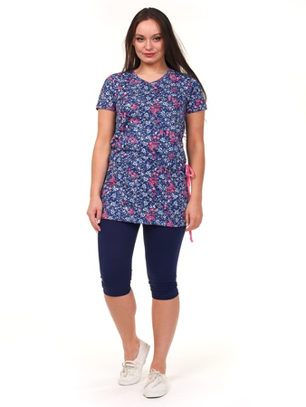 ТУНИКА СИНЯЯ (МЕЛКИЕ ЦВЕТЫ) М-0083С