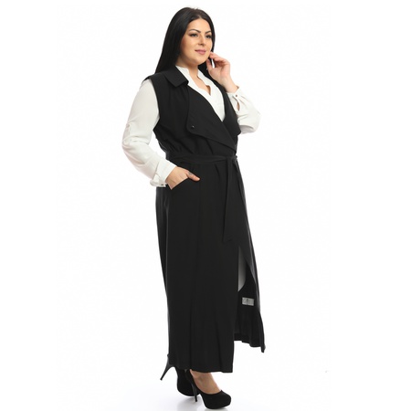 Büyük Beden Kemerli Uzun Yelek
