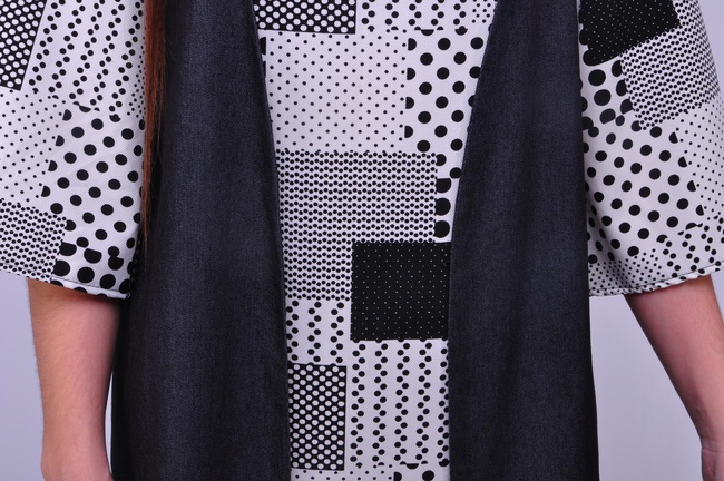 Suit 2 in chiffon with denim vest