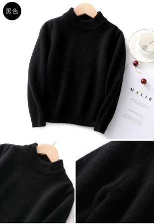 Full woolen sweater for boys and girls with thick round neck knitted underlining short style sweaters