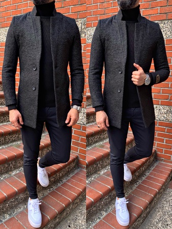 iga мода мужская зимняя печать кашемировое пальто