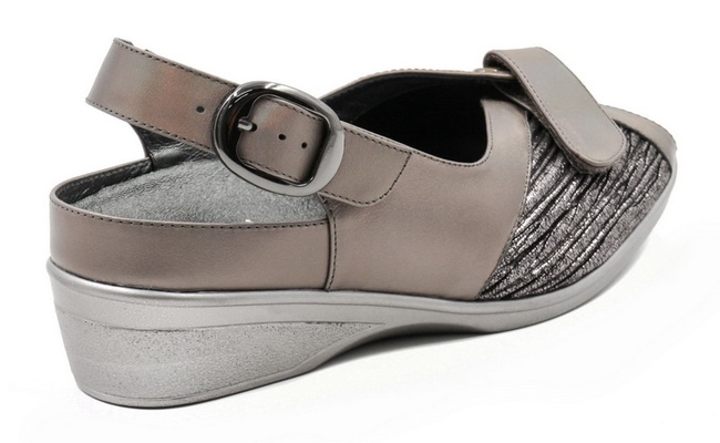 Серебряные Летние туфли из натуральной кожи Арт: 8313 серебро