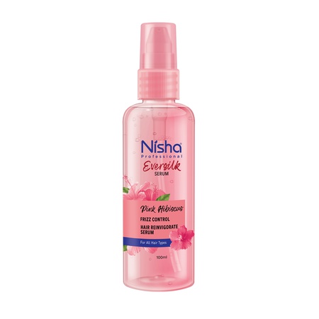 Nisha Pink Hibiscus Eversilk Hair Serum, Man and Women, All Hair Types, 3.38 fl oz