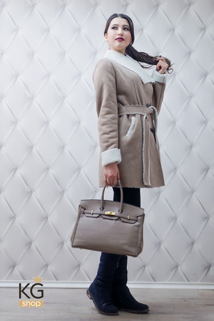 Дубленка с поясом "Синди"