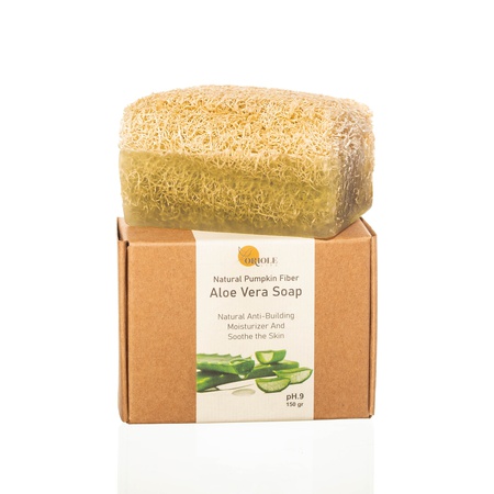 Натуральное мыло с алоэ вера и волокнами тыквы 150 грамм (100% натуральное)