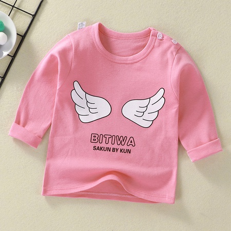 Children's bottoming shirt pure cotton t shirt spring and autumn new baby cartoon top boys and girls single baby long sleeves