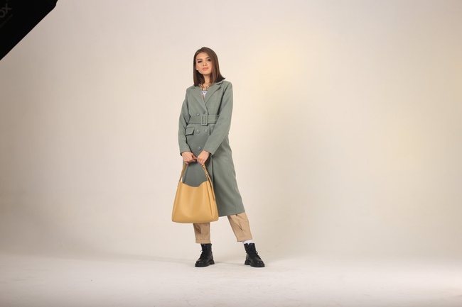 The coat is female, demi-season.