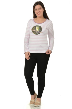 Футболка женская полоса д/р термо-принт