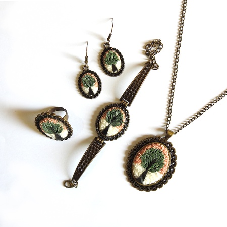 Giftome El Yapımı Doğal Taş Mozaik Takı Seti