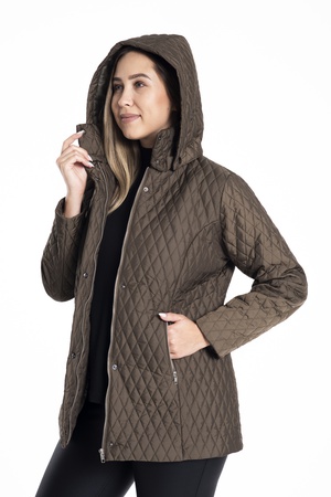 Стеганое пальто большого размера с капюшоном