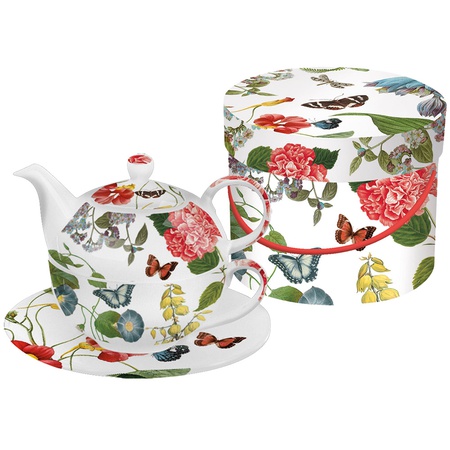 НАБОР ЗАВАРНИК+ЧАШКА+БЛЮДЦЕ В ПОДАРОЧНОЙ КОРОБКЕ