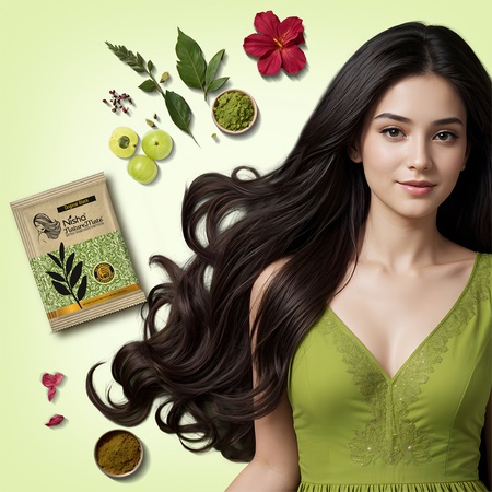 Nisha Naturemate Natural Henna-Based Hair Color 60g - Original Black | Ammonia-Free, Henna Herbs for Healthy Hair