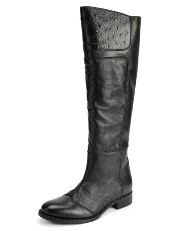 Черные сапоги под страусиную кожу s146