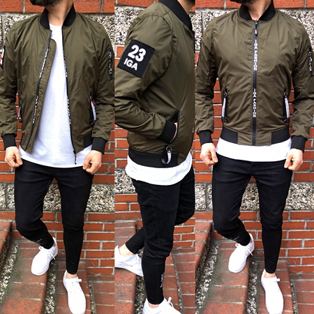 iga fashion erkek yağmurluk mevsimlik pilot mont (fermuar baskılı)