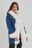 Denim Long Coat - Front, sleeve and collars fox fur