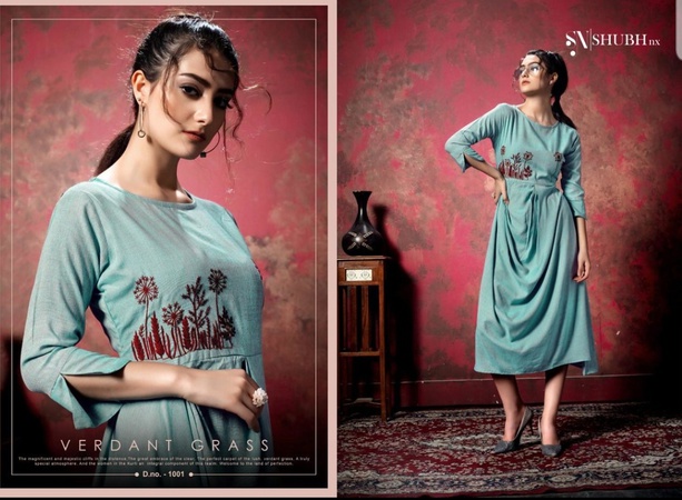 Ladies Kurtis - Cotton Silk with Machine Embroidery