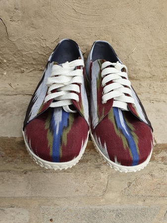 Sneakers for men, handmade fabric IKAT