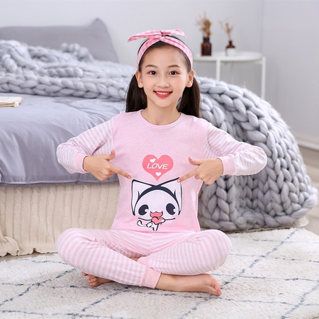 Комфортный комплект нижнего белья из чистого хлопка, новые большие детские пижамы для подростков, длинная детская одежда
