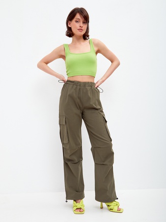 Kargo pantolon yazlık cepli geniş bacak kadın pantolonu