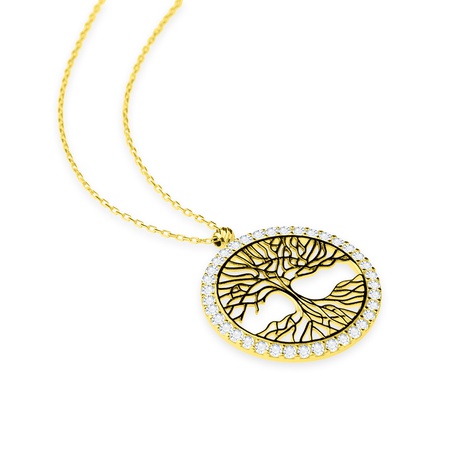 Even & Pétra 14 Ayar Altın Taşlı Hayat Ağacı Kolye (L)