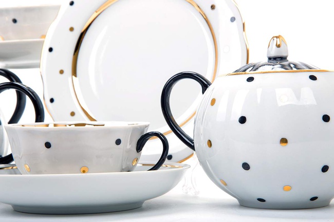 Сервиз чайный 21 предм. Тюльпан Горошек