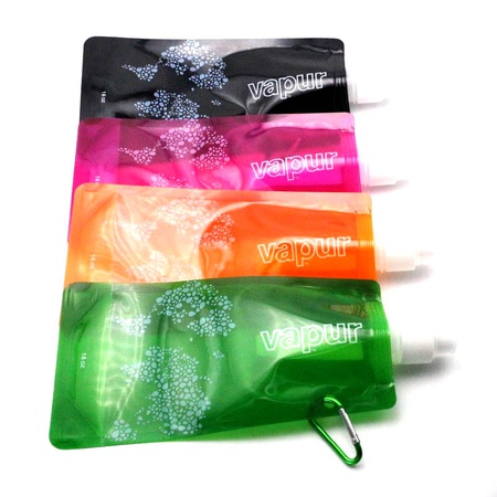 Karabina ile tekrar kullanılabilen katlanabilir şişe &quot;VAPUR&quot;