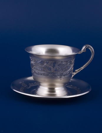Серебряная чашка с блюдцем №17