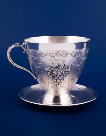 Серебряная чашка с блюдцем №22