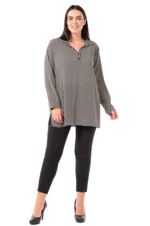 Büyük Beden Gömlek Yakalı Bluz