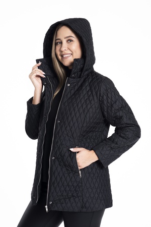 Стеганое пальто большого размера с капюшоном