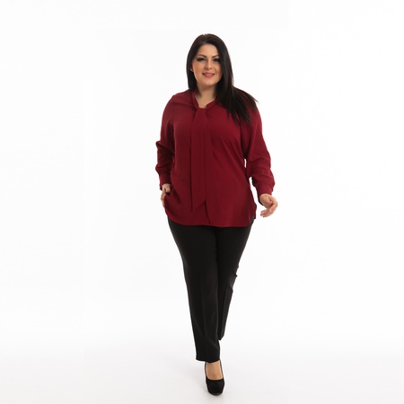 Büyük Beden Kravat Yaka Krep Gömlek