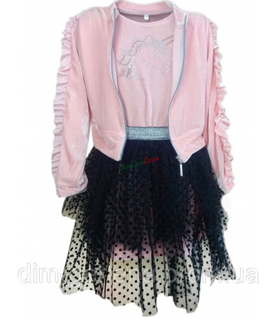 Костюмы для девочек ТРОЙКА с пышной юбкой ажур