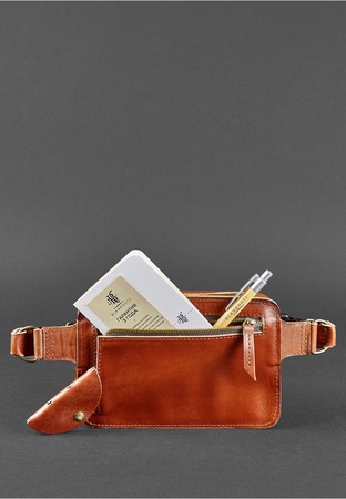 Кожаная поясная сумка Dropbag Mini светло-коричневая