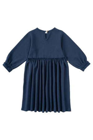 Bebek Lacivert Organik Pamuklu Fırfırlı Elbise