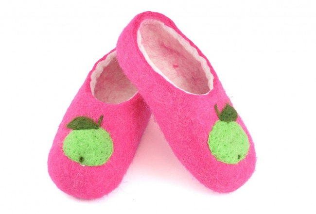Keçe terlikler &quot;Elma&quot; (yeşil)