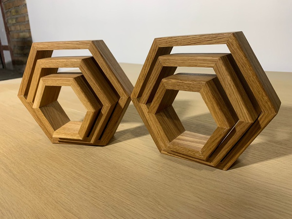 蜂窝状搁板实心橡木 6 件