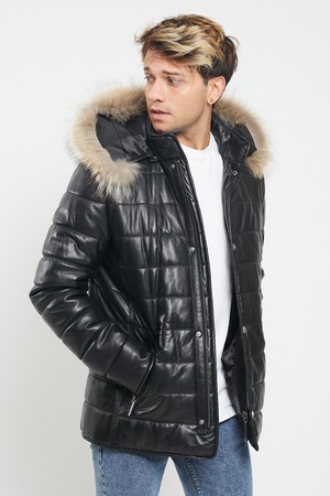 Кожаная куртка мужская - Slim Fit