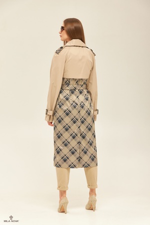 MILA NOVA ПЛАЩ Q-73 БЕЖЕВЫЙ + ЧЕРНЫЙ