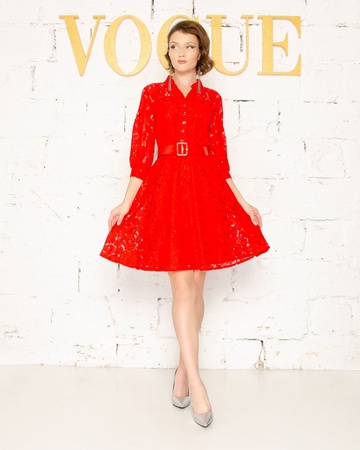 Платье с гипюром  модель 2032