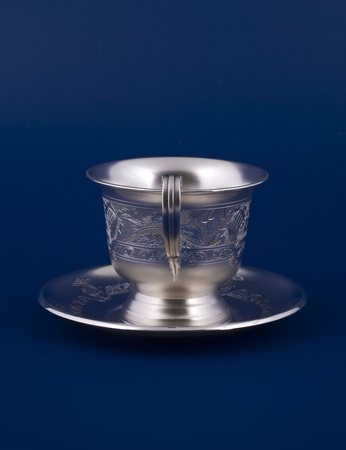 Серебряная чашка с блюдцем №17